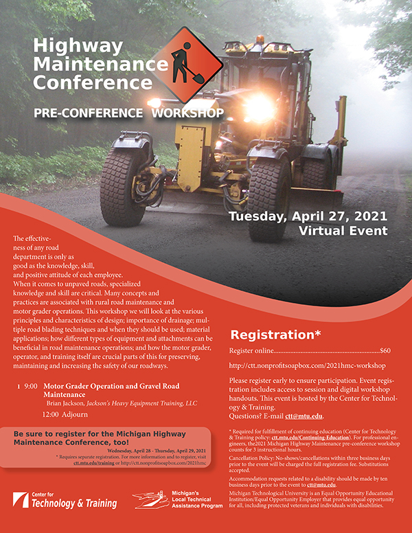 Highway Maintenance Conference Pre-conference Workshop flyer
